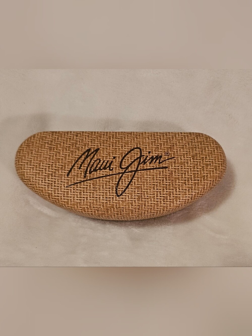 Maui Jim Brown Basket Weave Bamboo Pattern Sunglass Hard Clamshell Case